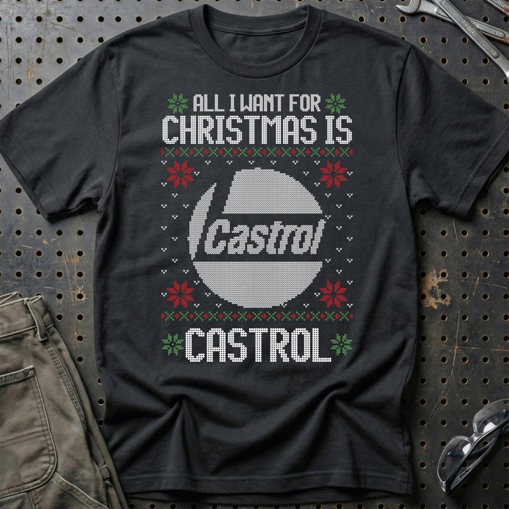 Castrol - All I Want For Christmas - Unisex T-Shirt , Bomuld-Beklædning-Motoroil-Sort-S-Garage Culture Shop- garage - man cave - merchandise