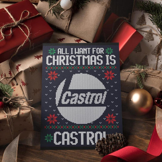 Castrol Juleskilte All I Want For Christmas Is Skilte, Musemåtte, Dørmåtte-Skilte-Motorolie-Garage Culture Shop- garage - man cave - merchandise