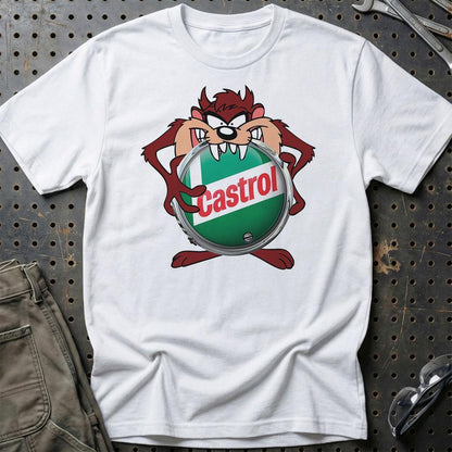 Castrol TAZ Unisex T-Shirt , Bomuld-Beklædning-Motoroil-Hvid-S-Garage Culture Shop- garage - man cave - merchandise