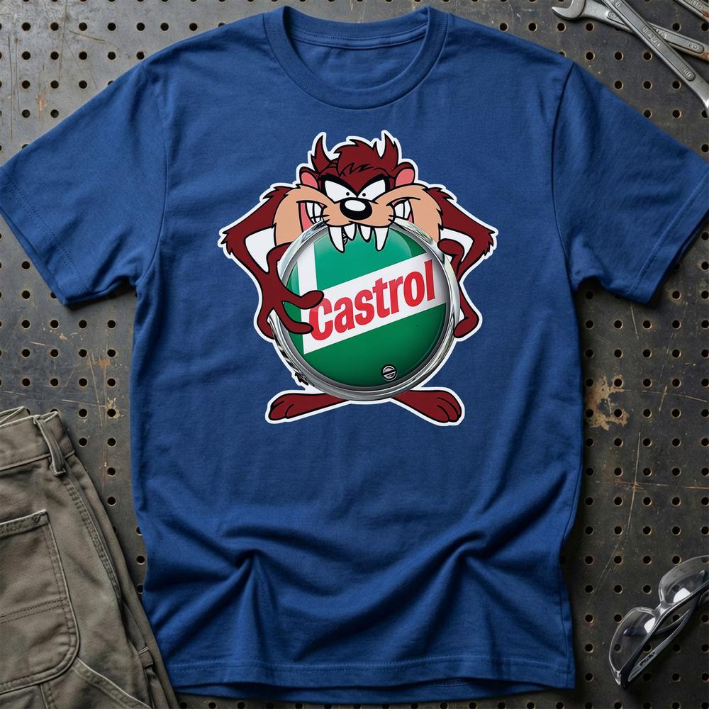 Castrol TAZ Unisex T-Shirt , Bomuld-Beklædning-Motoroil-Blå Royal-S-Garage Culture Shop- garage - man cave - merchandise