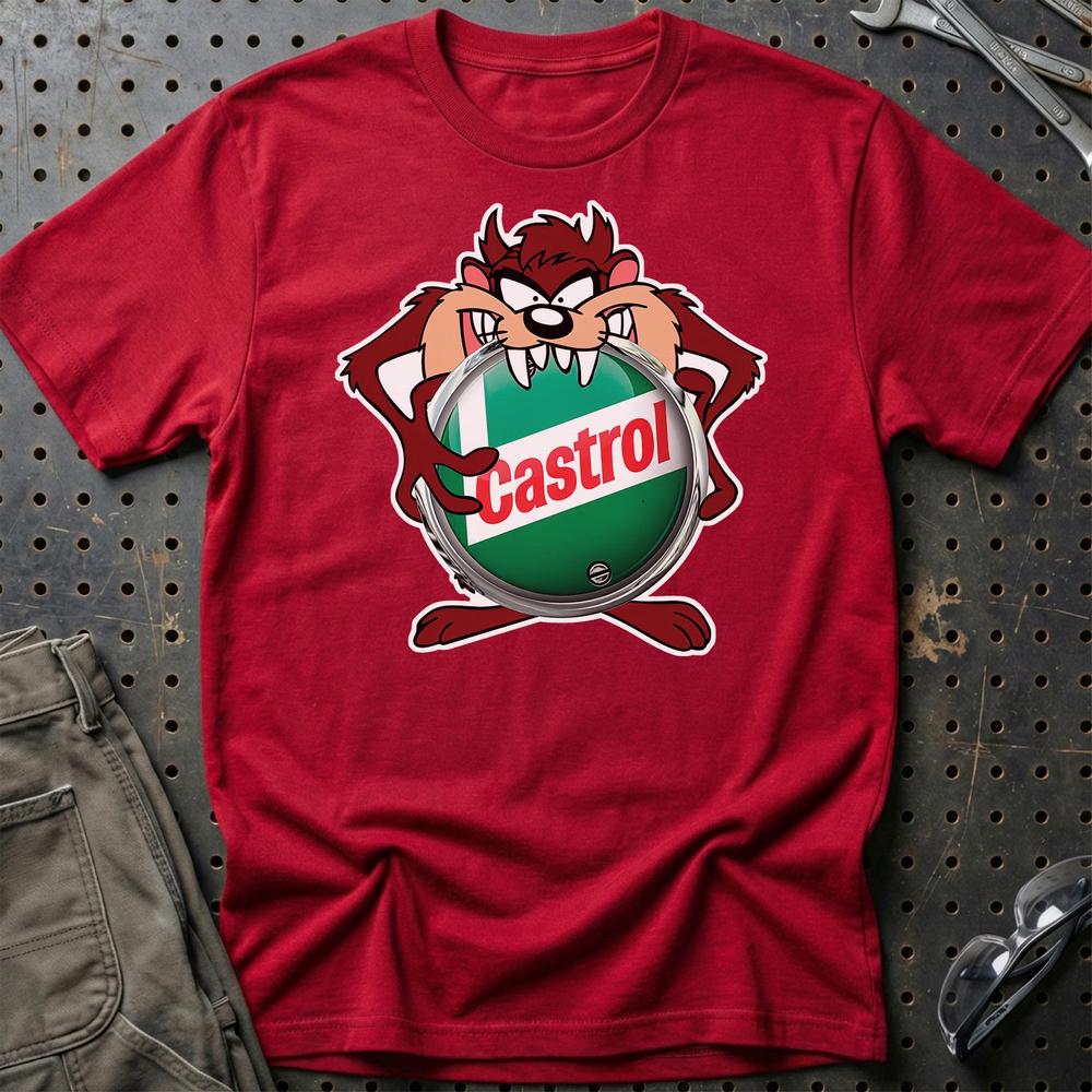 Castrol TAZ Unisex T-Shirt , Bomuld-Beklædning-Motoroil-Rød-S-Garage Culture Shop- garage - man cave - merchandise
