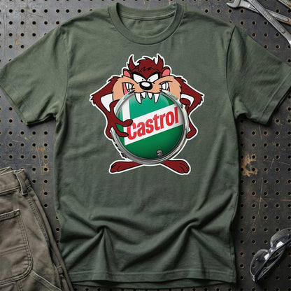 Castrol TAZ Unisex T-Shirt , Bomuld-Beklædning-Motoroil-Grøn Militær-S-Garage Culture Shop- garage - man cave - merchandise
