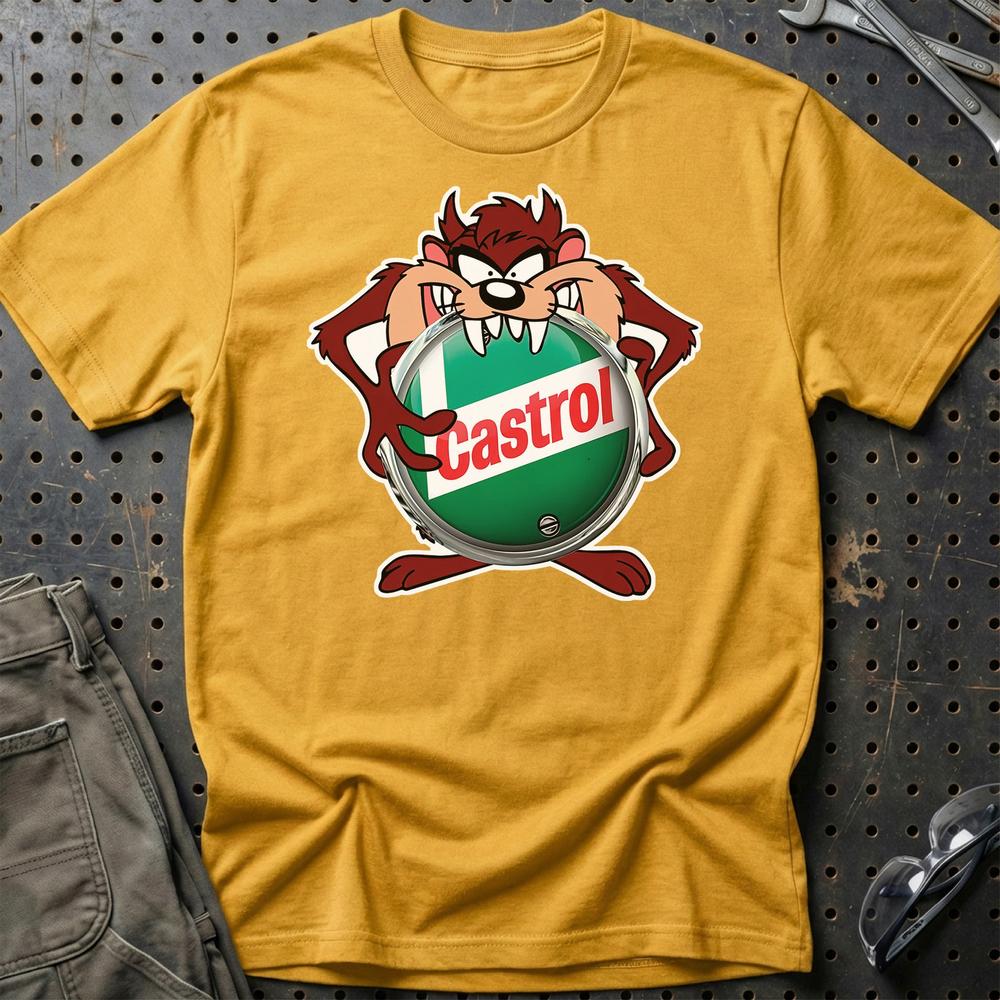 Castrol TAZ Unisex T-Shirt , Bomuld-Beklædning-Motoroil-Guld-S-Garage Culture Shop- garage - man cave - merchandise