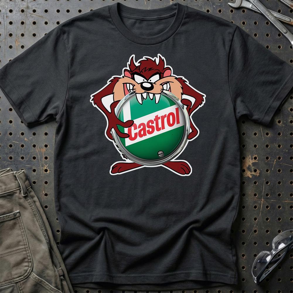 Castrol TAZ Unisex T-Shirt , Bomuld-Beklædning-Motoroil-Sort-S-Garage Culture Shop- garage - man cave - merchandise