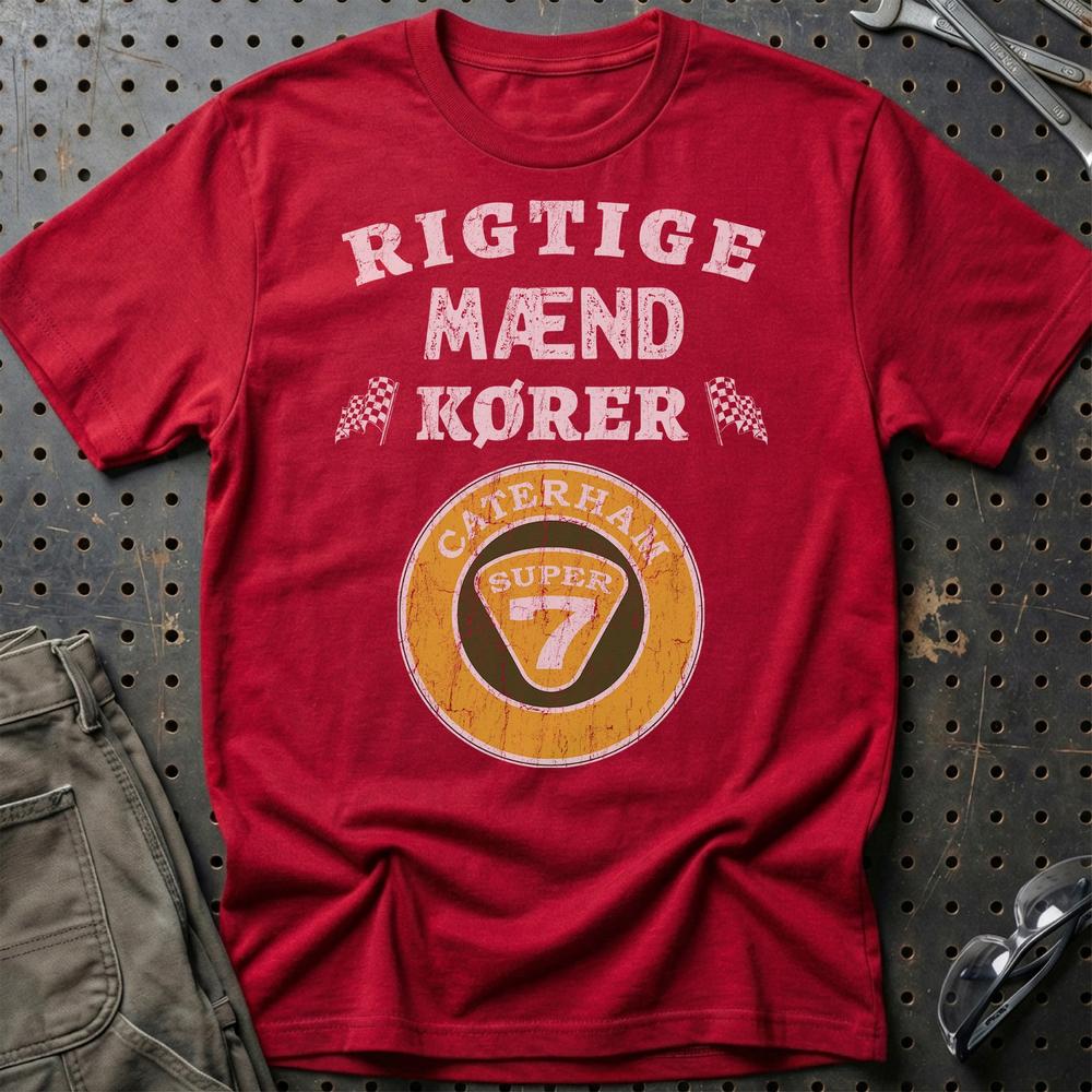 Caterham Rigtige Mænd Kører - Unisex T-Shirt , Bomuld-Beklædning-Caterham-Rød-S-Garage Culture Shop- garage - man cave - merchandise
