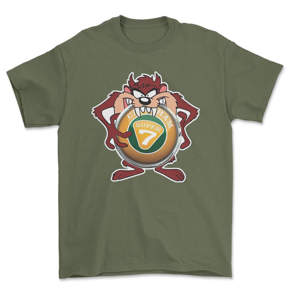 Caterham TAZ Unisex T-Shirt , Bomuld-Beklædning-Caterham-Grøn Militær-S-Forside-Garage Culture Shop- garage - man cave - merchandise