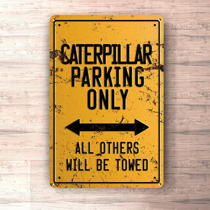 Caterpillar Parking Only Skilte, Musemåtte, Dørmåtte , Plakat-Parking skilte-Caterpillar-Garage Culture Shop- garage - man cave - merchandise