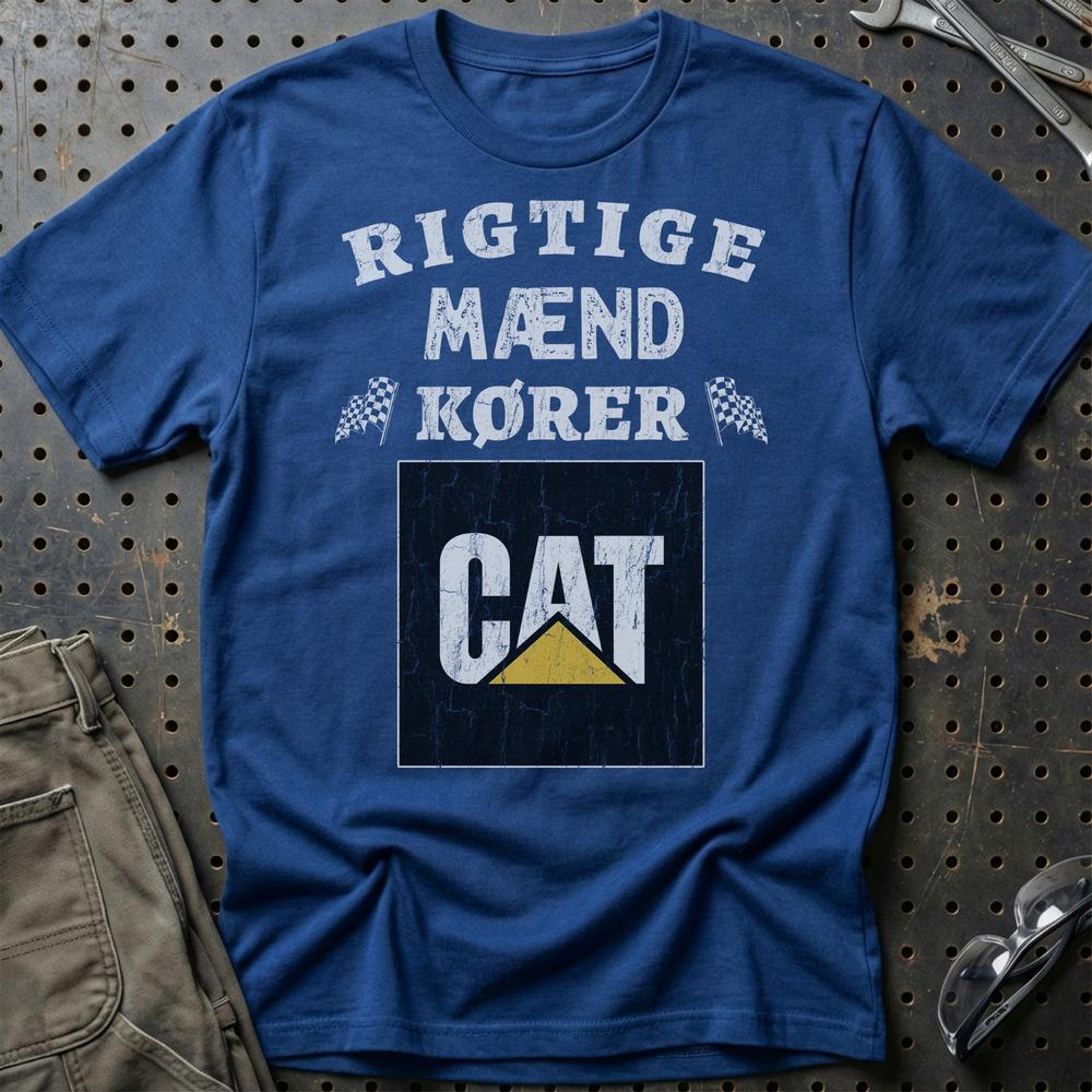 Caterpiller Rigtige Mænd Kører - Unisex T-Shirt , Bomuld-Beklædning-Caterpillar-Blå Royal-S-Garage Culture Shop- garage - man cave - merchandise