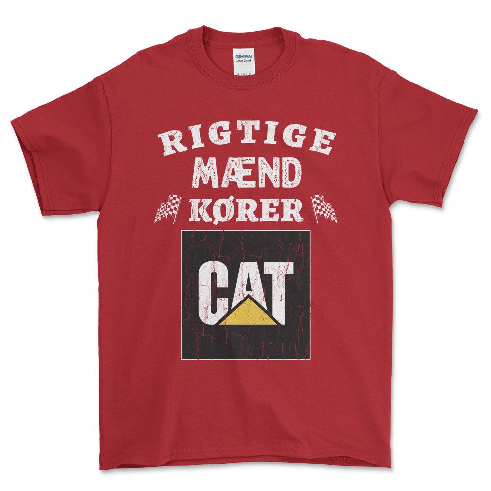 Caterpiller Rigtige Mænd Kører - Unisex T-Shirt , Bomuld-Beklædning-Caterpillar-Rød-S-Forside-Garage Culture Shop- garage - man cave - merchandise