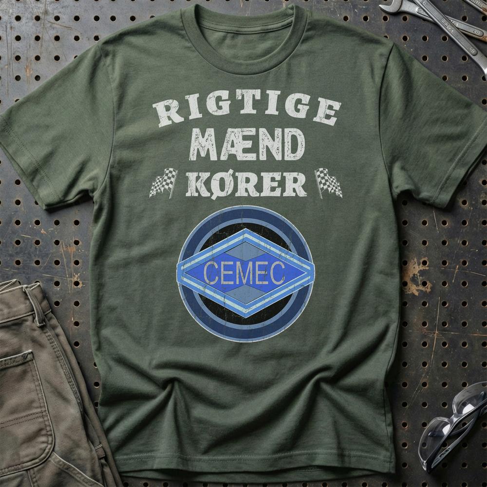 Cemec Rigtige Mænd Kører T-Shirt-Beklædning-Cemec-Grøn Militær-S-Garage Culture Shop- garage - man cave - merchandise