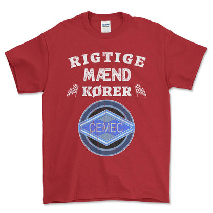 Cemec Rigtige Mænd Kører - Unisex T-Shirt , Bomuld-Beklædning-Cemec-Rød-S-Forside-Garage Culture Shop- garage - man cave - merchandise