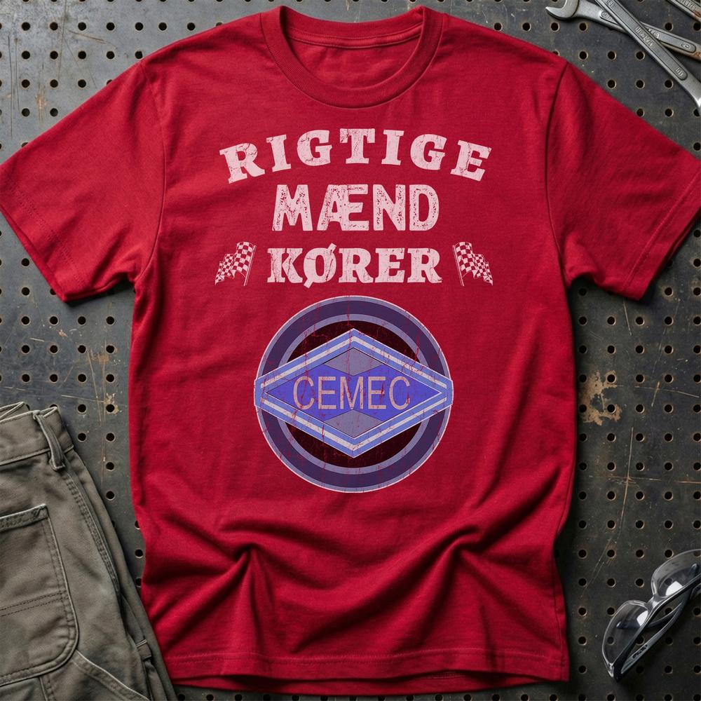 Cemec Rigtige Mænd Kører - Unisex T-Shirt , Bomuld-Beklædning-Cemec-Rød-S-Garage Culture Shop- garage - man cave - merchandise