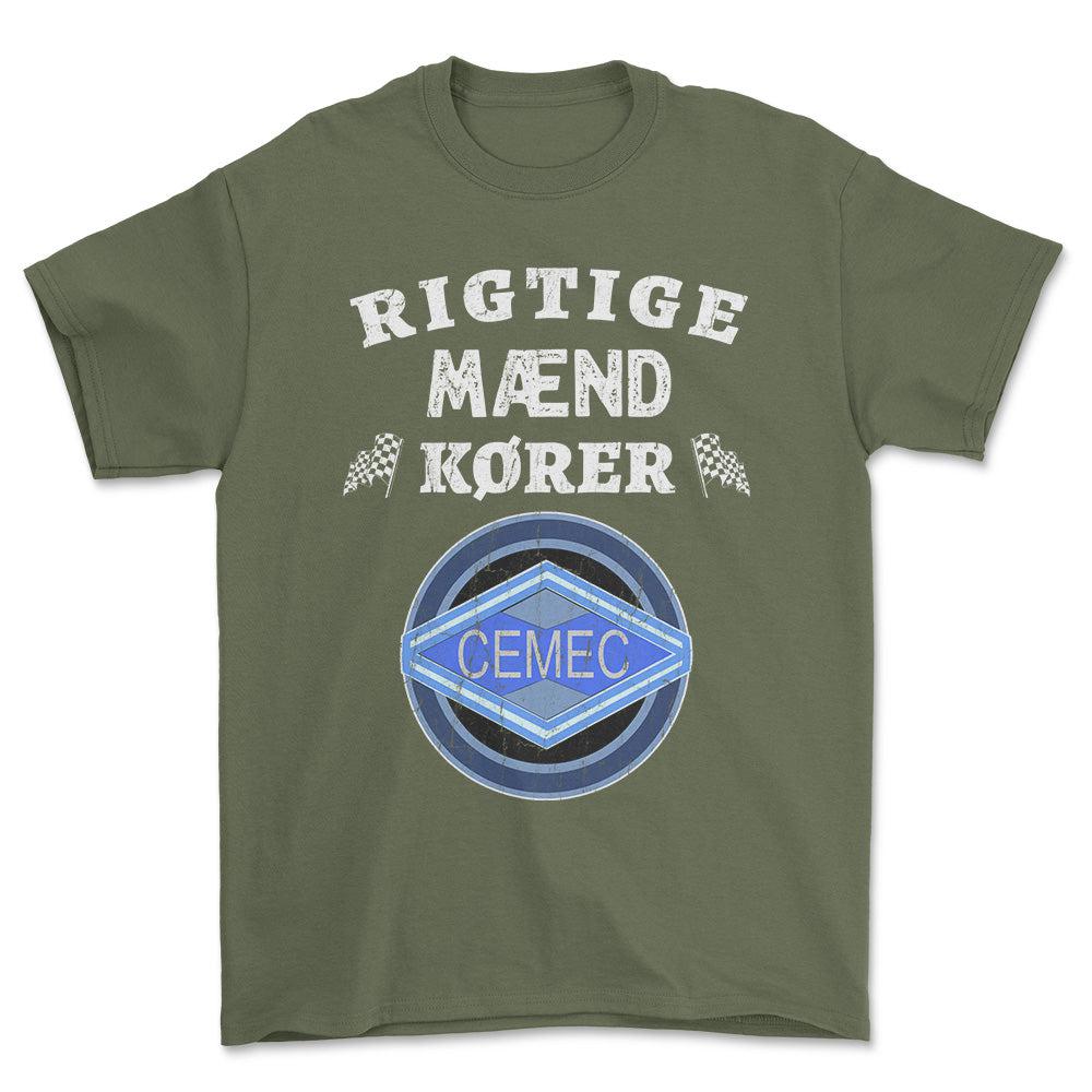 Cemec Rigtige Mænd Kører - Unisex T-Shirt , Bomuld-Beklædning-Cemec-Grøn Militær-S-Forside-Garage Culture Shop- garage - man cave - merchandise
