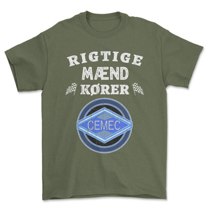 Cemec Rigtige Mænd Kører - Unisex T-Shirt , Bomuld-Beklædning-Cemec-Grøn Militær-S-Forside-Garage Culture Shop- garage - man cave - merchandise