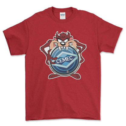 Cemec TAZ Unisex T-Shirt , Bomuld-Beklædning-Cemec-Rød-S-Forside-Garage Culture Shop- garage - man cave - merchandise