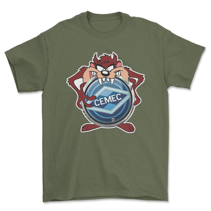 Cemec TAZ Unisex T-Shirt , Bomuld-Beklædning-Cemec-Grøn Militær-S-Forside-Garage Culture Shop- garage - man cave - merchandise
