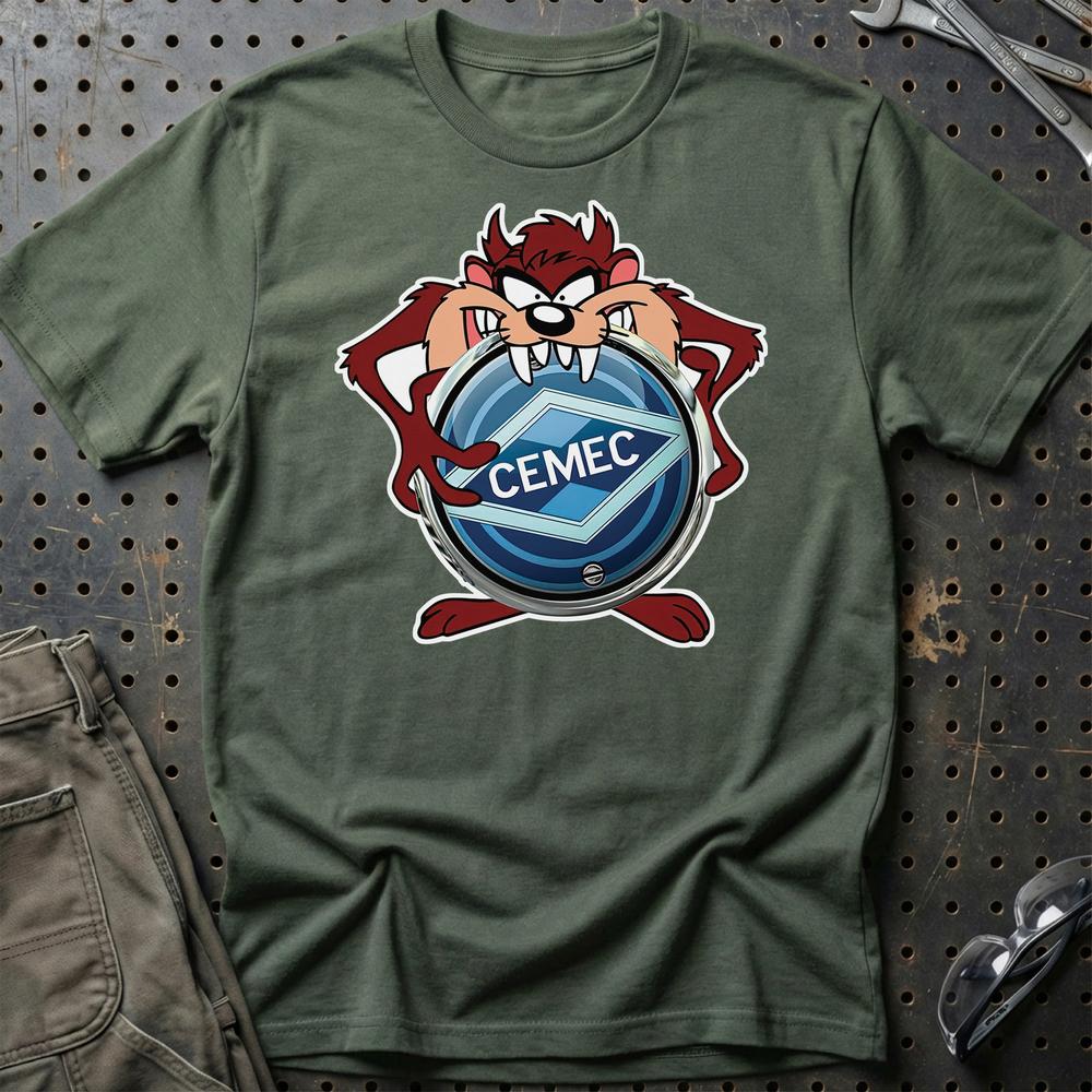 Cemec TAZ Unisex T-Shirt , Bomuld-Beklædning-Cemec-Grøn Militær-S-Garage Culture Shop- garage - man cave - merchandise