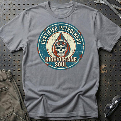 Certified Petrolhead High-Octane Soul - Unisex T-Shirt , Bomuld-Beklædning-Garage Culture-Grå Sport-S-Garage Culture Shop- garage - man cave - merchandise