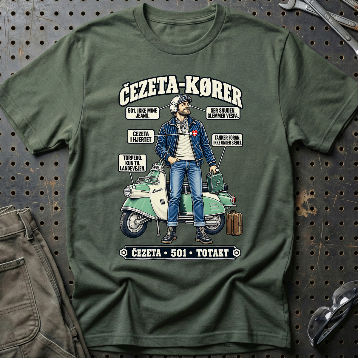 
Čezeta-Kører T-Shirt – Grøn Militær