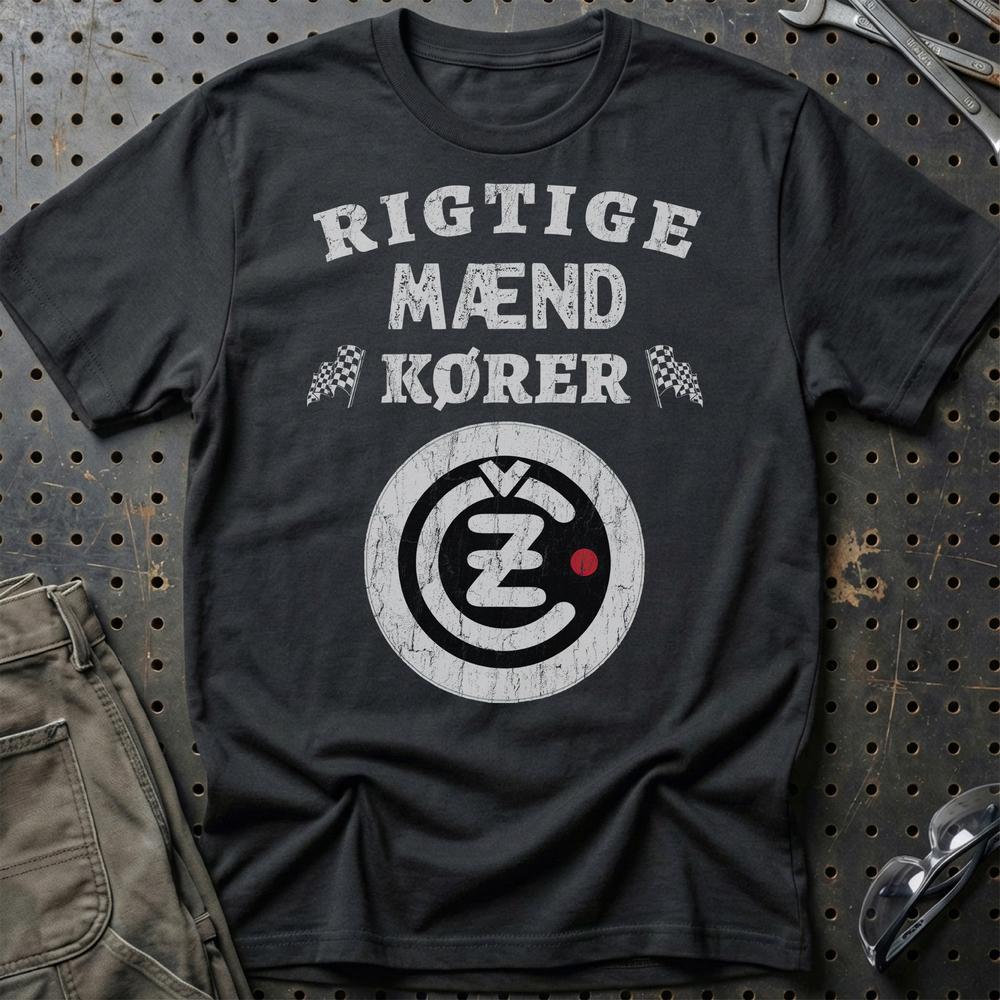 Cezeta Rigtige Mænd Kører - Unisex T-Shirt , Bomuld-Beklædning-Čezeta-Sort-S-Garage Culture Shop- garage - man cave - merchandise