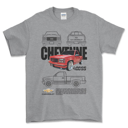 Chevrolet 400SS - Unisex T-Shirt , Bomuld-Beklædning-Chevrolet-Grå Sport-S-Forside-Garage Culture Shop- garage - man cave - merchandise