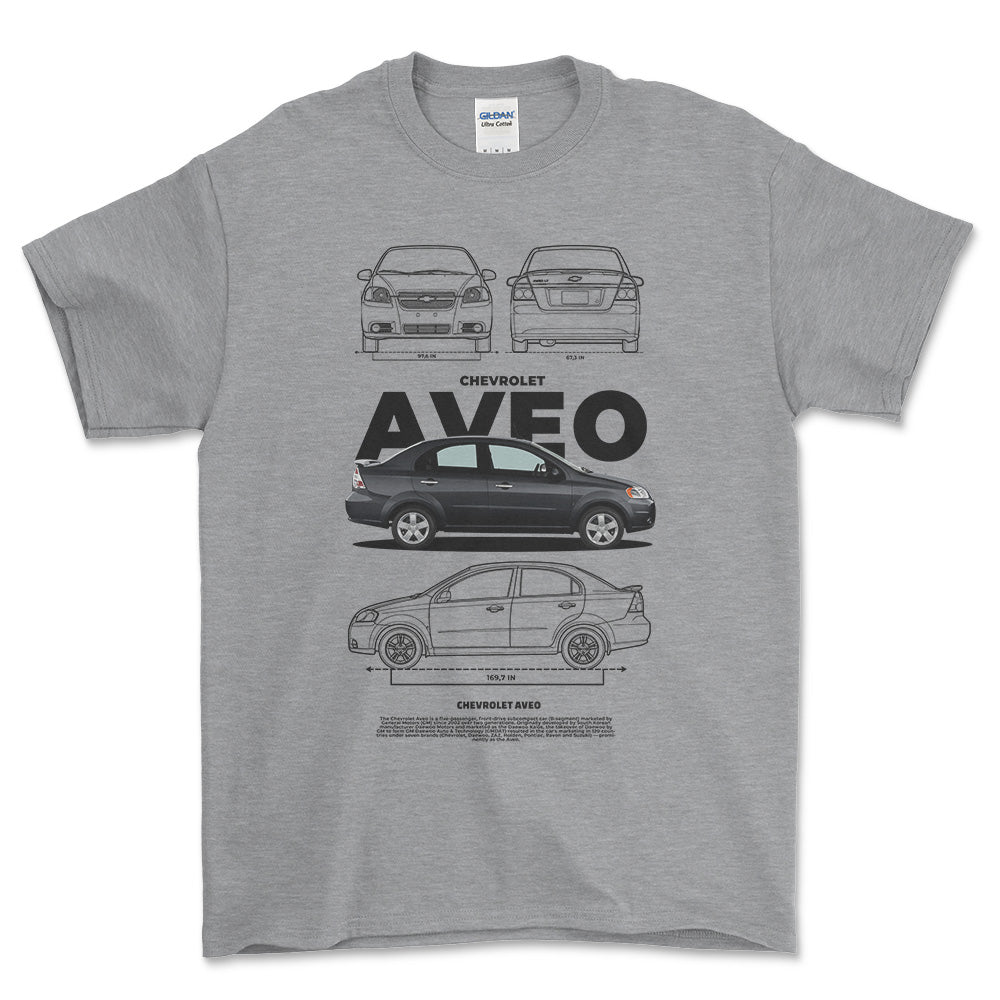 Chevrolet Aveo - Unisex T-Shirt , Bomuld-Beklædning-Chevrolet-Grå Sport-S-Forside-Garage Culture Shop- garage - man cave - merchandise