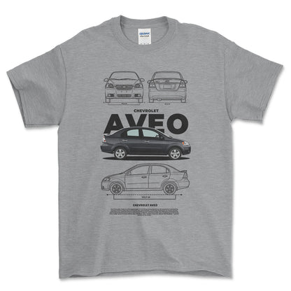 Chevrolet Aveo - Unisex T-Shirt , Bomuld-Beklædning-Chevrolet-Grå Sport-S-Forside-Garage Culture Shop- garage - man cave - merchandise
