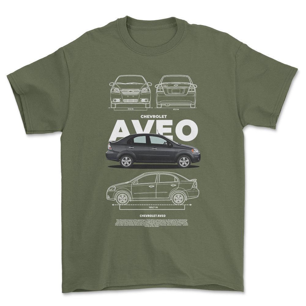 Chevrolet Aveo - Unisex T-Shirt , Bomuld-Beklædning-Chevrolet-Grøn Militær-S-Garage Culture Shop- garage - man cave - merchandise