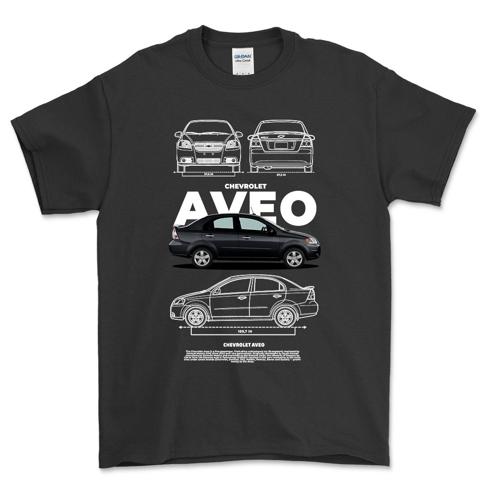 Chevrolet Aveo - Unisex T-Shirt , Bomuld-Beklædning-Chevrolet-Sort-S-Forside-Garage Culture Shop- garage - man cave - merchandise