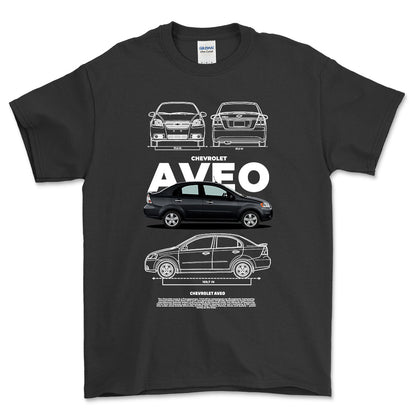 Chevrolet Aveo - Unisex T-Shirt , Bomuld-Beklædning-Chevrolet-Sort-S-Forside-Garage Culture Shop- garage - man cave - merchandise