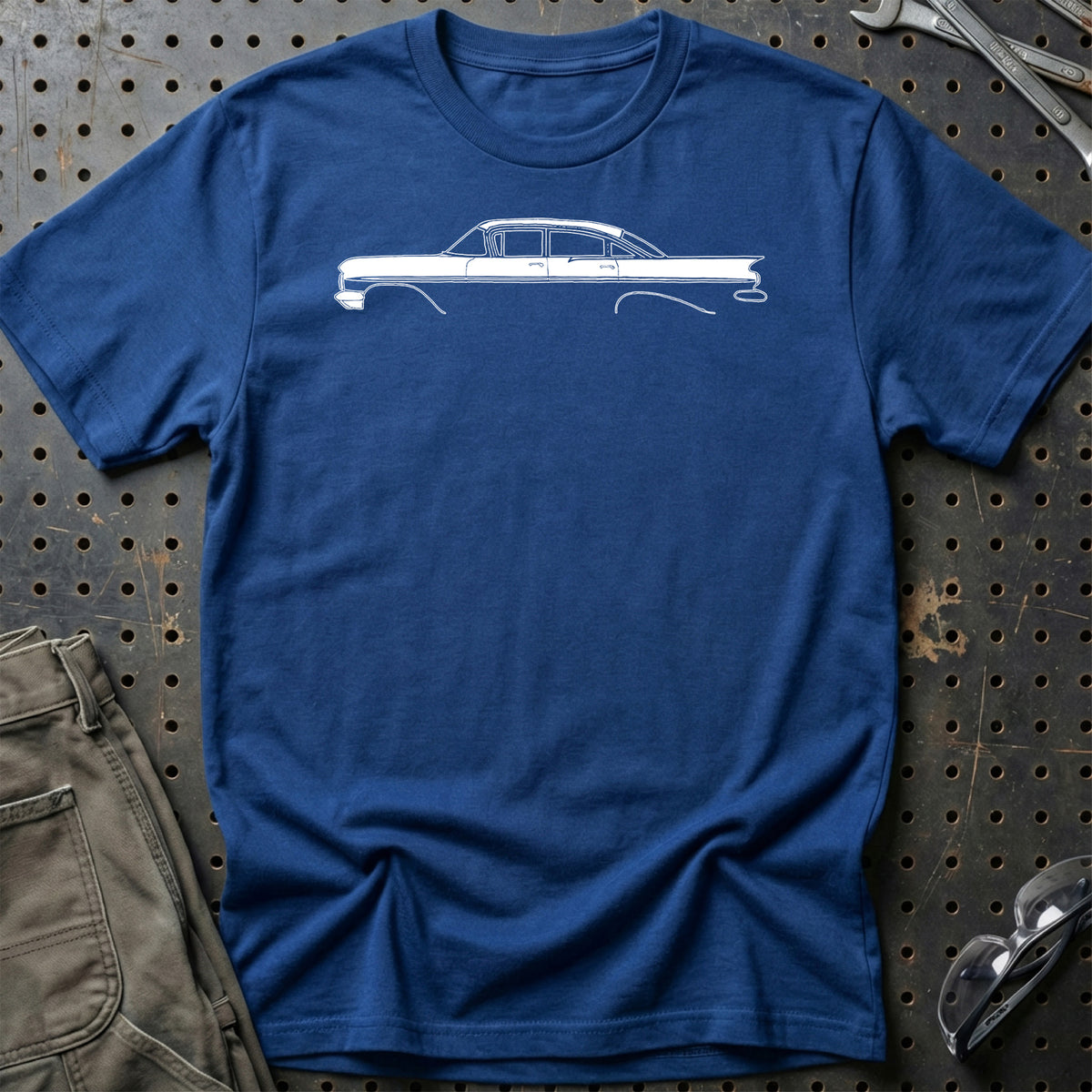 
Chevrolet Bel Air 1959 Silhuet T-Shirt – Blå Royal