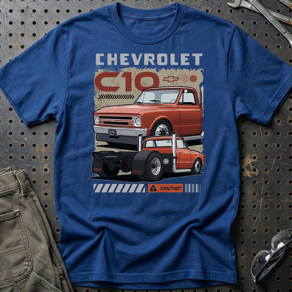 Chevrolet C10 Fast And Furios Cars - Unisex T-Shirt-Beklædning-Chevrolet-Blå Royal-S-Garage Culture Shop- garage - man cave - merchandise