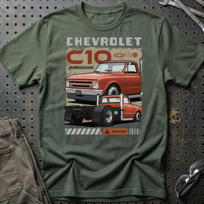Chevrolet C10 Fast And Furios Cars - Unisex T-Shirt-Beklædning-Chevrolet-Grøn Militær-S-Garage Culture Shop- garage - man cave - merchandise
