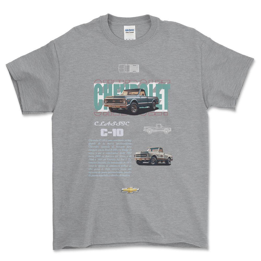 Chevrolet C10 - Unisex T-Shirt , Bomuld-Beklædning-Chevrolet-Grå Sport-S-Forside-Garage Culture Shop- garage - man cave - merchandise