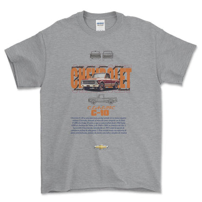 Chevrolet C10 - Unisex T-Shirt , Bomuld-Beklædning-Chevrolet-Grå Sport-S-Forside-Garage Culture Shop- garage - man cave - merchandise