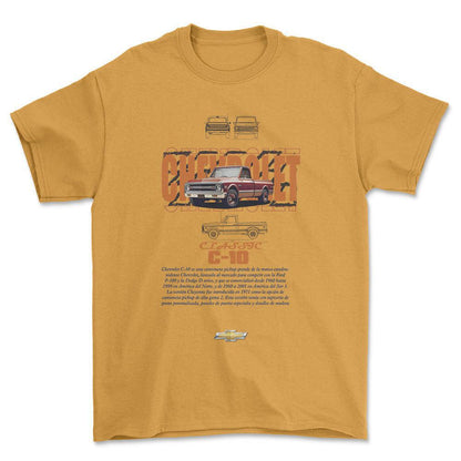 Chevrolet C10 - Unisex T-Shirt , Bomuld-Beklædning-Chevrolet-Guld-S-Forside-Garage Culture Shop- garage - man cave - merchandise