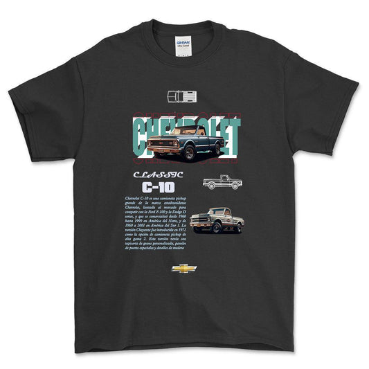 Chevrolet C10 - Unisex T-Shirt , Bomuld-Beklædning-Chevrolet-Sort-S-Forside-Garage Culture Shop- garage - man cave - merchandise
