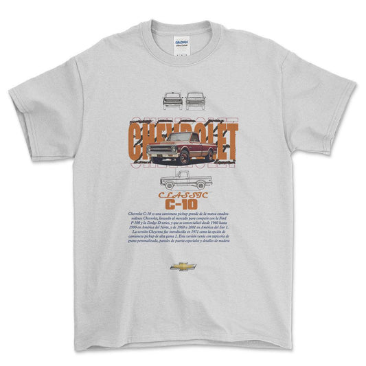 Chevrolet C10 - Unisex T-Shirt , Bomuld-Beklædning-Chevrolet-Hvid-S-Forside-Garage Culture Shop- garage - man cave - merchandise