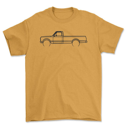 Chevrolet C20 Pickup 1969 Outline - Unisex T-Shirt , Bomuld-Beklædning-Chevrolet-Guld-S-Forside-Garage Culture Shop- garage - man cave - merchandise
