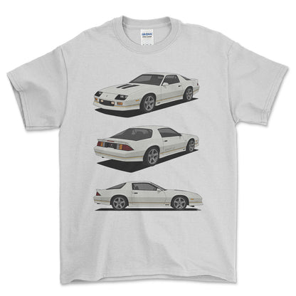 Chevrolet Camaro 3 gen IROC-Z - One Line Style Unisex T-Shirt-Beklædning-Chevrolet-Hvid-S-Forside-Garage Culture Shop- garage - man cave - merchandise