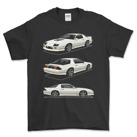 Chevrolet Camaro 3 gen IROC-Z - One Line Style Unisex T-Shirt-Beklædning-Chevrolet-Sort-S-Forside-Garage Culture Shop- garage - man cave - merchandise