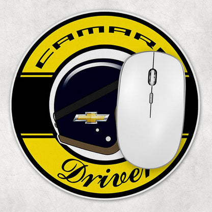 Chevrolet Camaro Driver Runde Skilte , Musemåtte Rundt , Kop Underlag, Underlagssæt-Runde Skilte-Chevrolet-Garage Culture Shop- garage - man cave - merchandise