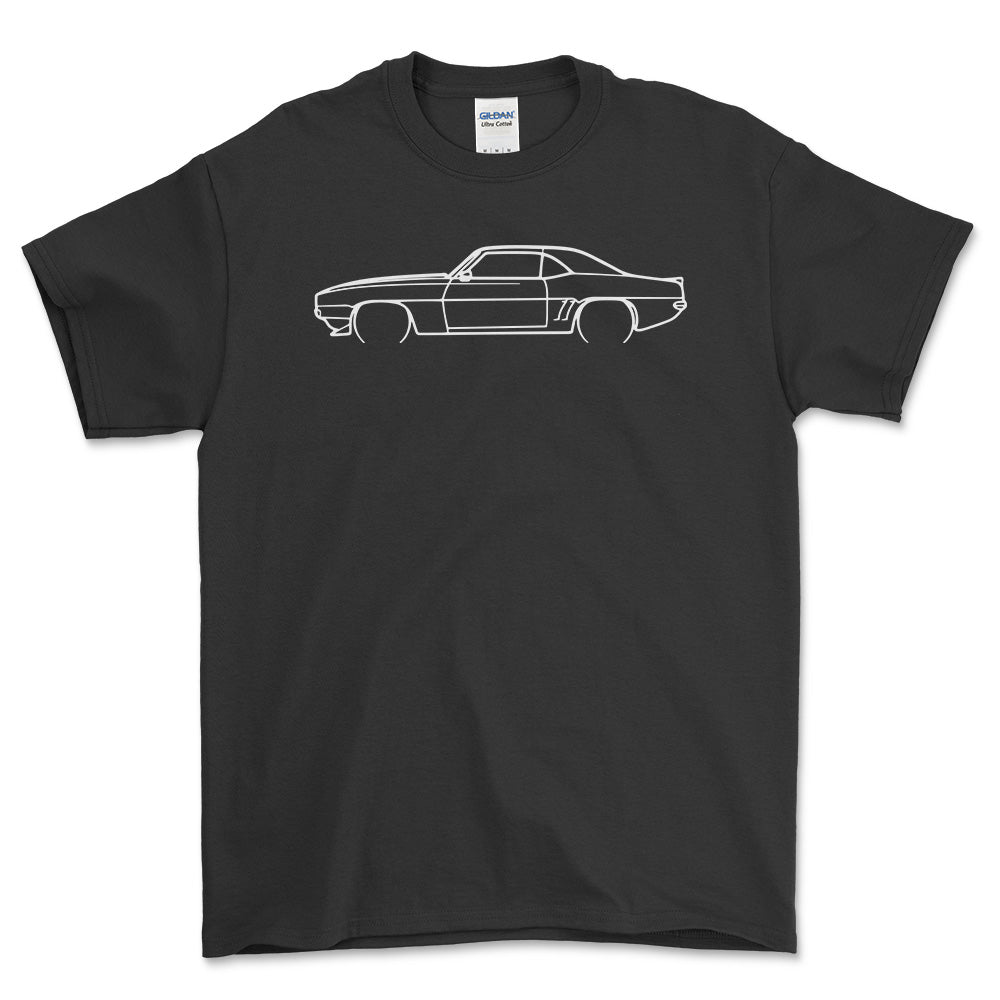 Chevrolet Camaro SS 69 Outline - Unisex T-Shirt , Bomuld-Beklædning-Chevrolet-Sort-S-Garage Culture Shop- garage - man cave - merchandise