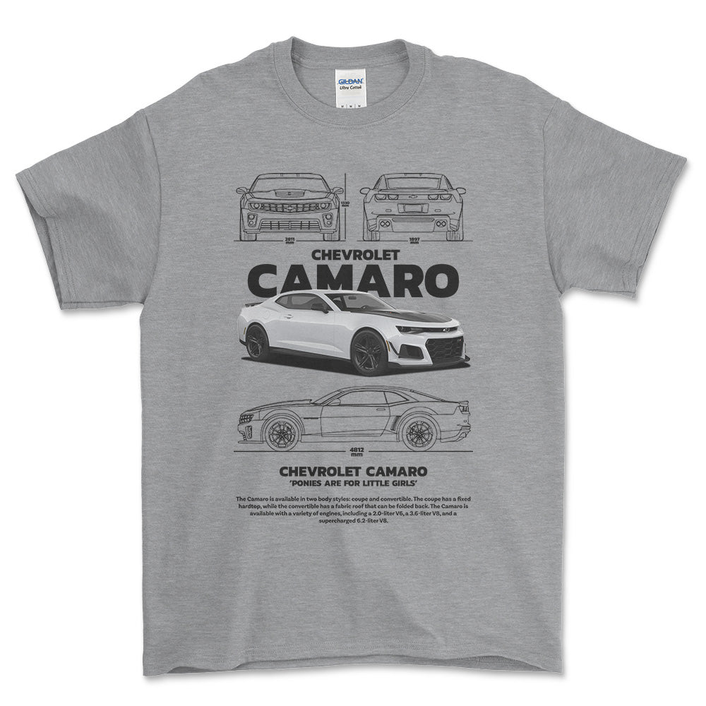 Chevrolet Camaro - Unisex T-Shirt , Bomuld-Beklædning-Chevrolet-Grå Sport-S-Forside-Garage Culture Shop- garage - man cave - merchandise