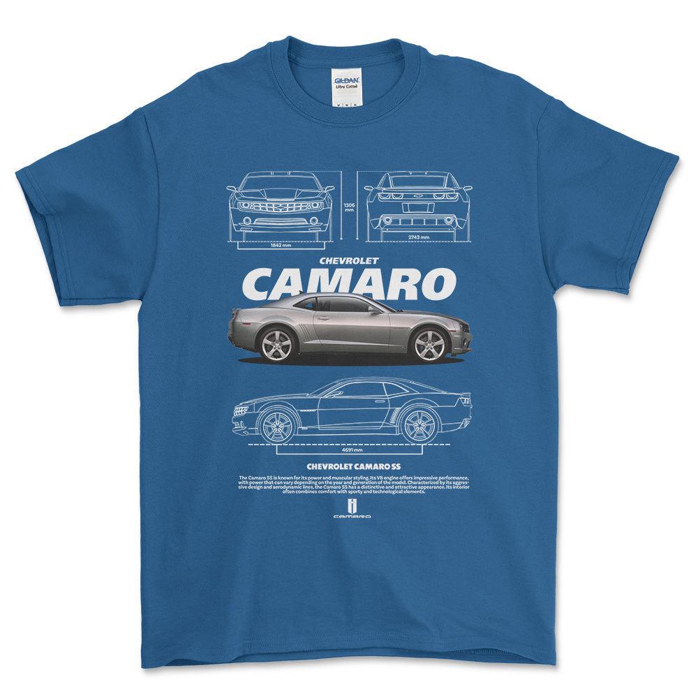 Chevrolet Camaro - Unisex T-Shirt , Bomuld-Beklædning-Chevrolet-Blå Royal-S-Forside-Garage Culture Shop- garage - man cave - merchandise