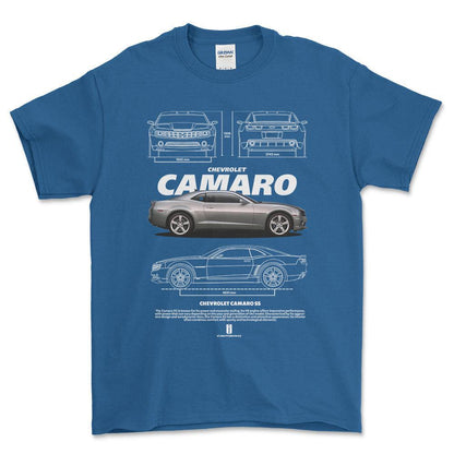 Chevrolet Camaro - Unisex T-Shirt , Bomuld-Beklædning-Chevrolet-Blå Royal-S-Forside-Garage Culture Shop- garage - man cave - merchandise