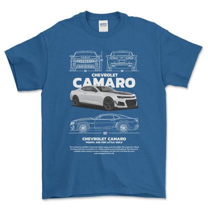Chevrolet Camaro - Unisex T-Shirt , Bomuld-Beklædning-Chevrolet-Blå Royal-S-Forside-Garage Culture Shop- garage - man cave - merchandise
