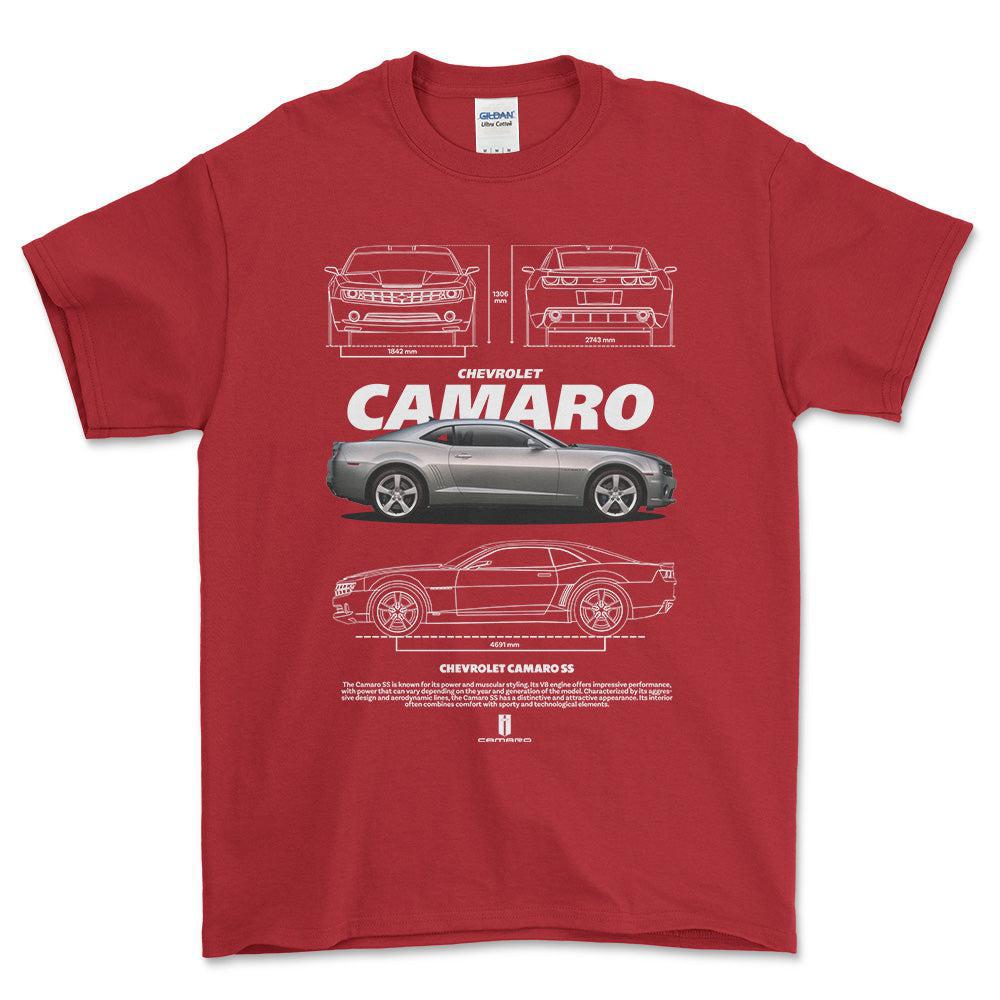 Chevrolet Camaro - Unisex T-Shirt , Bomuld-Beklædning-Chevrolet-Rød-S-Forside-Garage Culture Shop- garage - man cave - merchandise