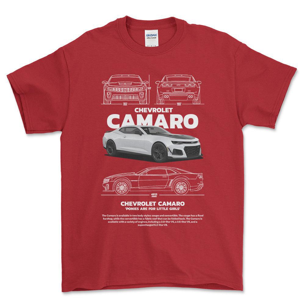Chevrolet Camaro - Unisex T-Shirt , Bomuld-Beklædning-Chevrolet-Rød-S-Forside-Garage Culture Shop- garage - man cave - merchandise