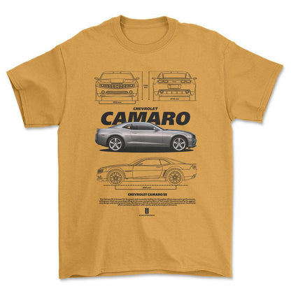 Chevrolet Camaro - Unisex T-Shirt , Bomuld-Beklædning-Chevrolet-Guld-S-Forside-Garage Culture Shop- garage - man cave - merchandise